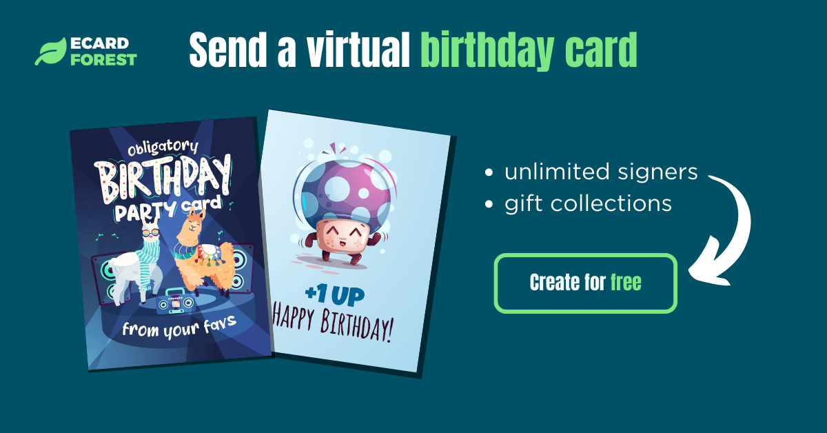Banner showing how to send a virtual 50th birthday card